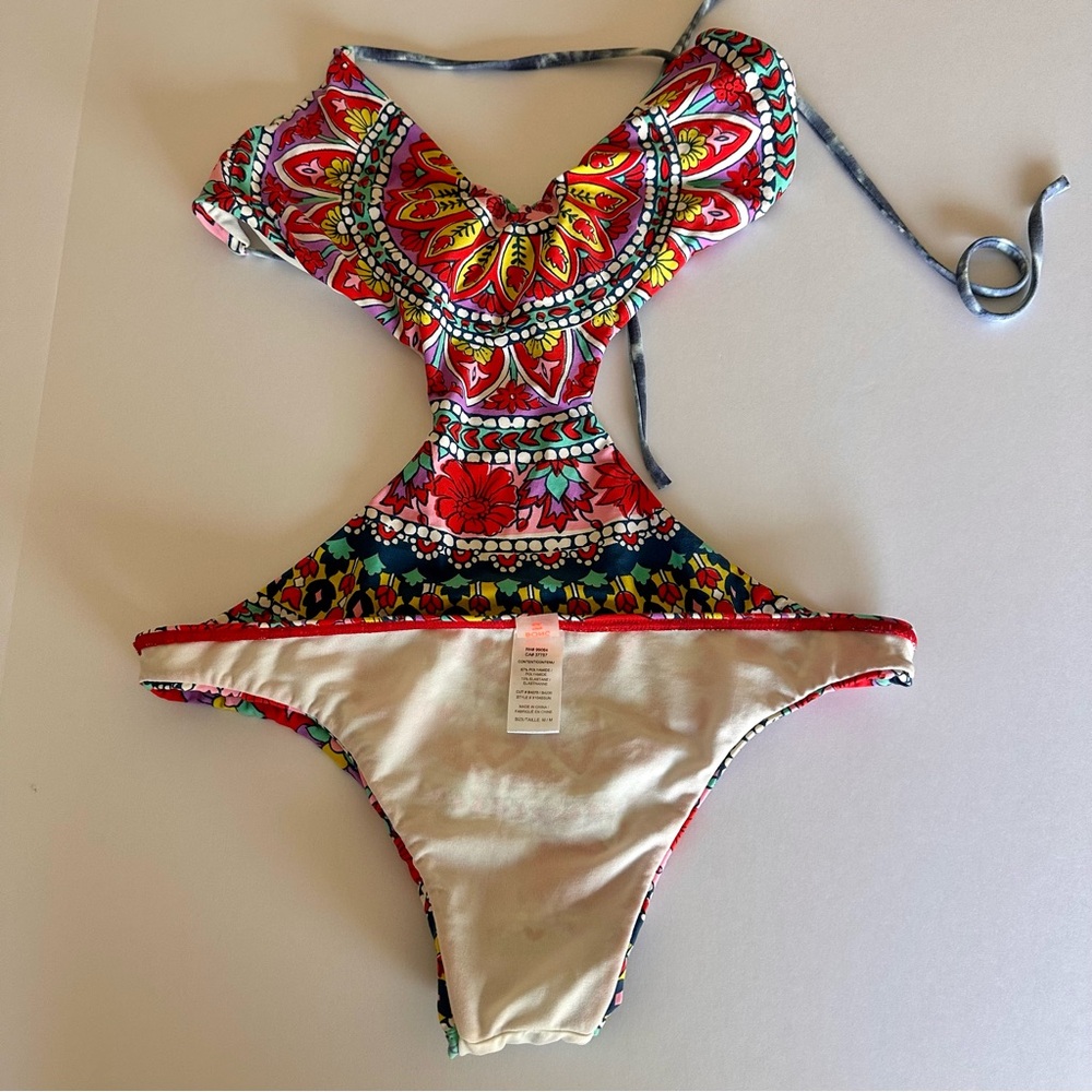 Billabong Womens Y2K One Piece Monokini Swimsuit Boho Multicolored Floral Medium - Picture 9 of 16